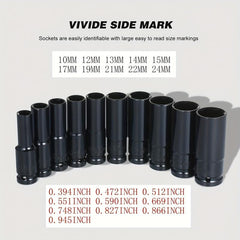 10pcs 2 54 5 08cm Impact Socket Set Carbon Steel Auto Repairing Tool