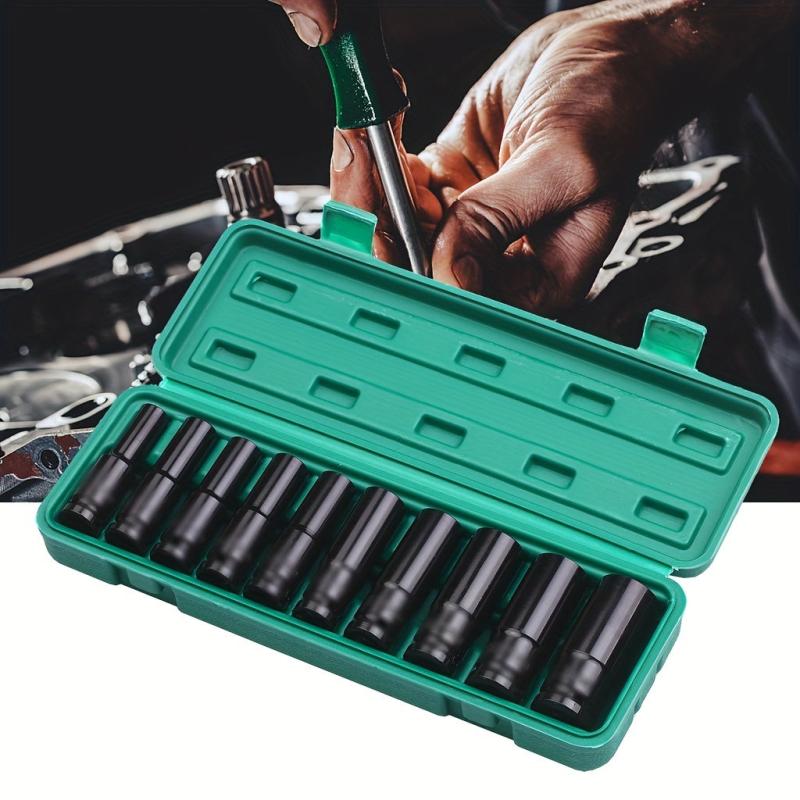 10pcs 2 54 5 08cm Impact Socket Set Carbon Steel Auto Repairing Tool