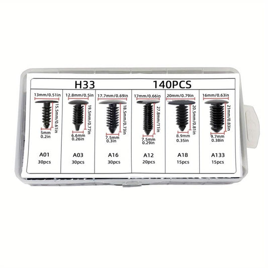 140pcs Plastic Clip Bumper Door Lining Ceiling Rivet Kit