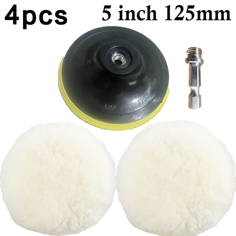 Car Buffing Wheel Kit with Wool Pads & Drill Adapter
