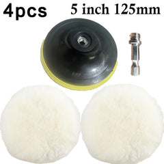 Car Buffing Wheel Kit with Wool Pads & Drill Adapter