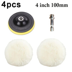 Car Buffing Wheel Kit with Wool Pads & Drill Adapter