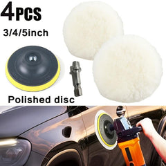 Car Buffing Wheel Kit with Wool Pads & Drill Adapter