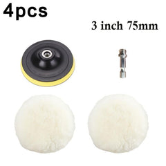 Car Buffing Wheel Kit with Wool Pads & Drill Adapter