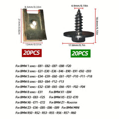 40pcs Chassis Engine Guard Metal Nut Screw Washers U Nut Clip