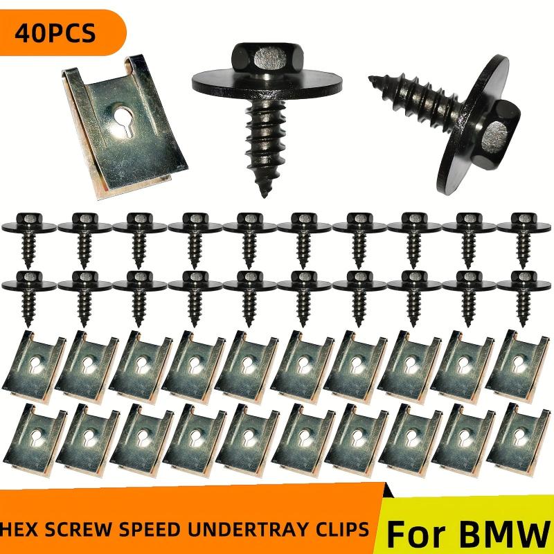 40pcs Chassis Engine Guard Metal Nut Screw Washers U Nut Clip