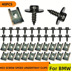 40pcs Chassis Engine Guard Metal Nut Screw Washers U Nut Clip