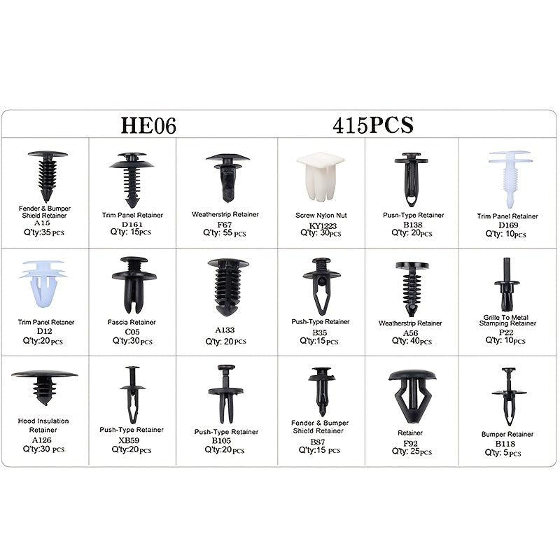 415 Pcs Car Body Retainer Clips Set Tailgate Handle Rod Clip Fastener Remover 18