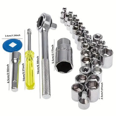 40pcs Socket Drive Ratchet Wrench Set Household Repair Hand Tool Sets Car Repair