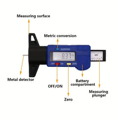 Digital Tire Tread Depth Gauge Tire Car Truck Bike Motor Check Tester