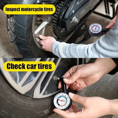 Mini Dial Pressure Gauge for Cars, Motorcycles & Bicycles
