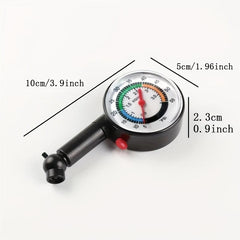 Mini Dial Pressure Gauge for Cars, Motorcycles & Bicycles