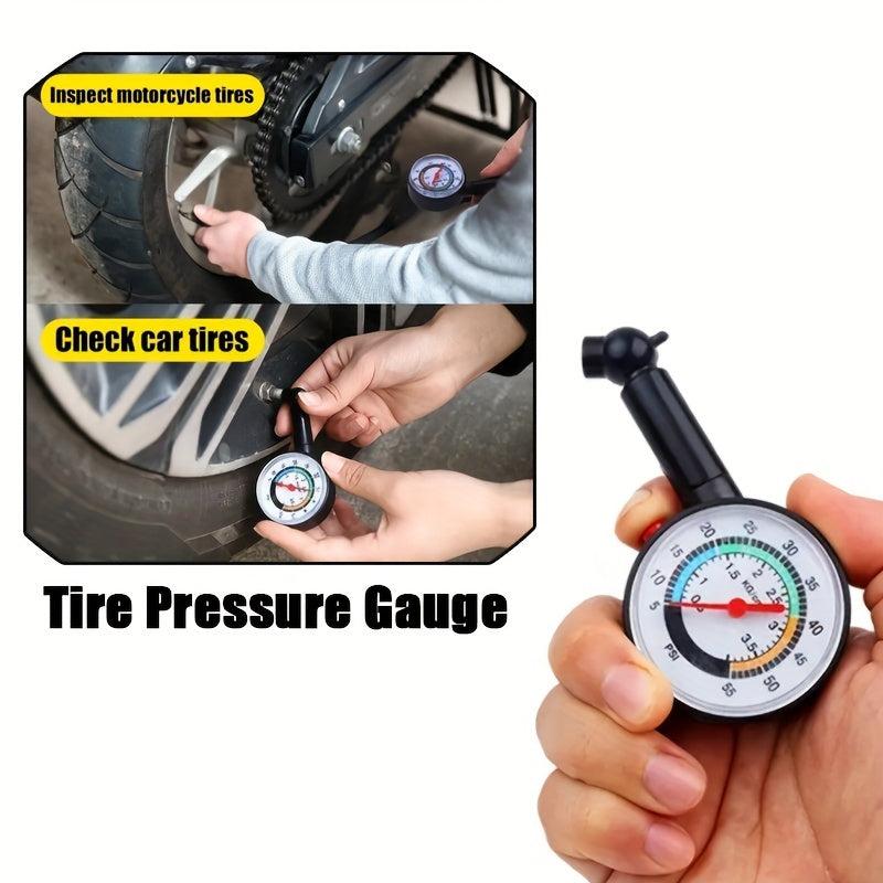 Mini Dial Pressure Gauge for Cars, Motorcycles & Bicycles