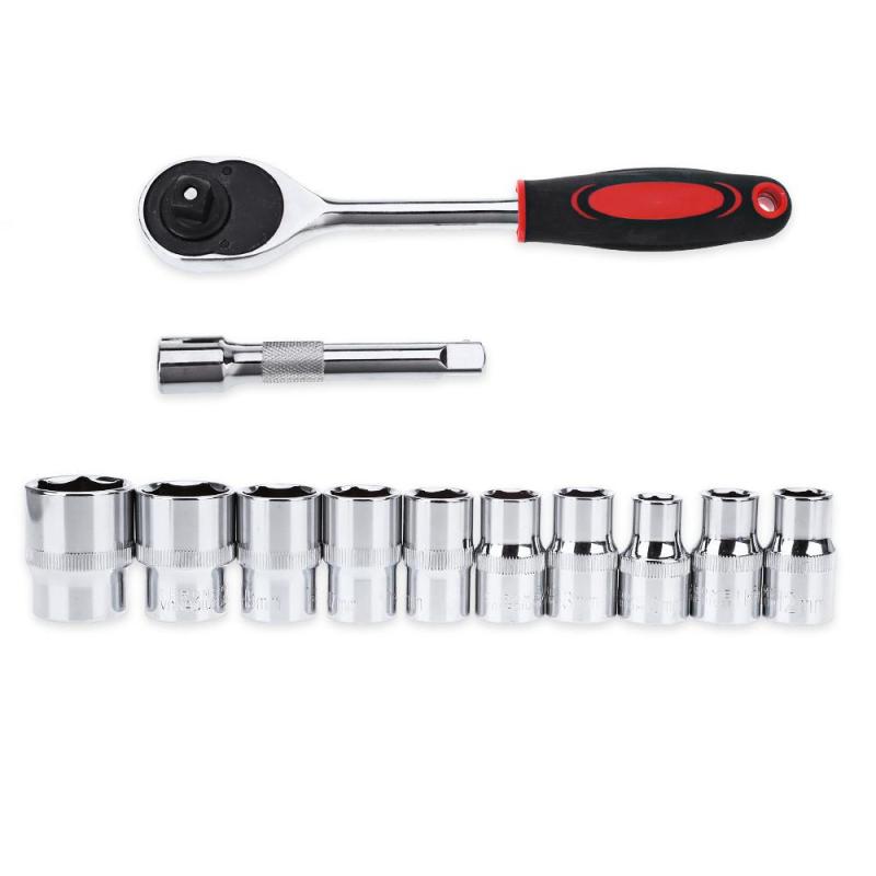 12pcs Ratchet Wrench 1/4 Inch Socket Set Combo Tools Kit