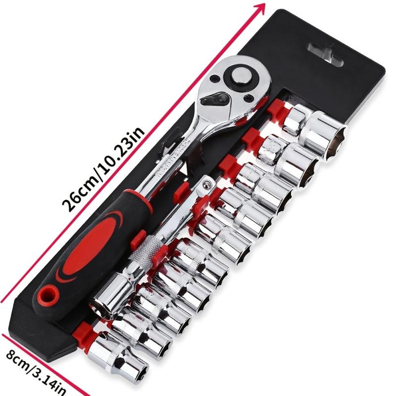 12pcs Ratchet Wrench 1/4 Inch Socket Set Combo Tools Kit