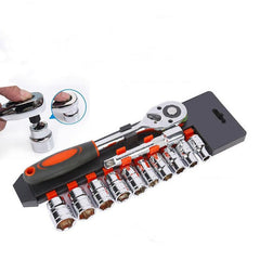 12pcs Ratchet Wrench 1/4 Inch Socket Set Combo Tools Kit