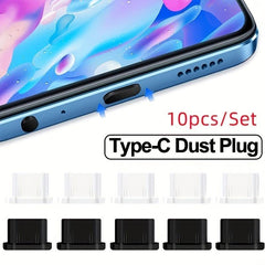 10pcs USB C Caps Soft Silicone Dust Protectors Waterproof Plugs