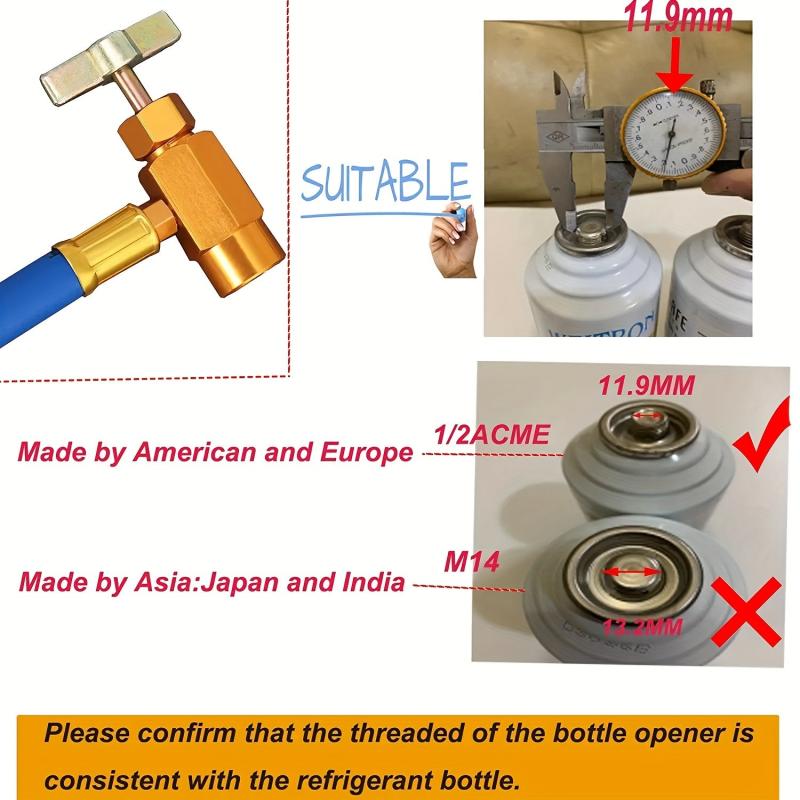 R134A AC Refrigerant Charging Hose Kit with Meter 1/2 Charging Measur