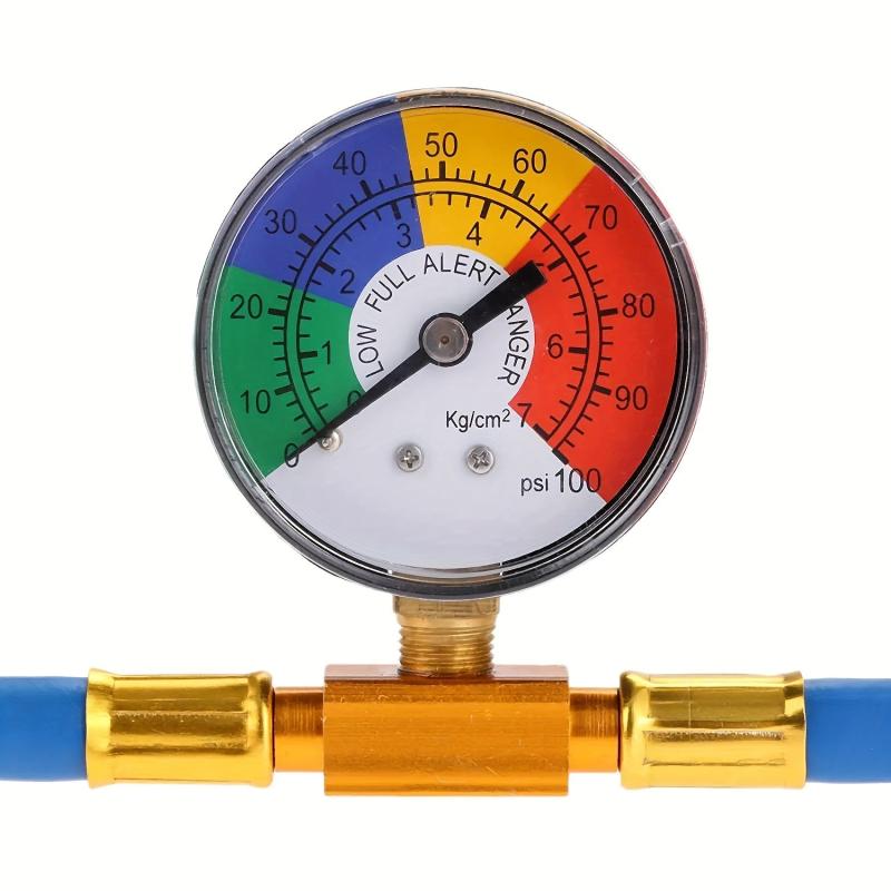 R134A AC Refrigerant Charging Hose Kit with Meter 1/2 Charging Measur