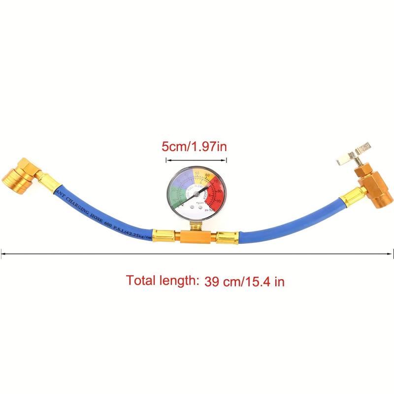 R134A AC Refrigerant Charging Hose Kit with Meter 1/2 Charging Measur