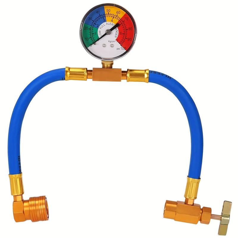 R134A AC Refrigerant Charging Hose Kit with Meter 1/2 Charging Measur