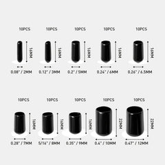 100 Flexible Rubber End Caps Kit for Tube Screw Bolt Protection