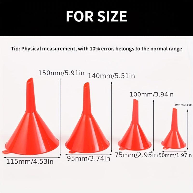 4pcs Plastic Funnel Set for Gas Lubricants & Fluids