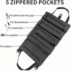 1PC Tool Roll Up Bag Wrench Roll Pouch Zipper Carrier Tote