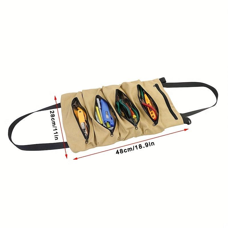 1PC Tool Roll Up Bag Wrench Roll Pouch Zipper Carrier Tote