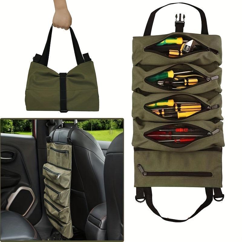 1PC Tool Roll Up Bag Wrench Roll Pouch Zipper Carrier Tote