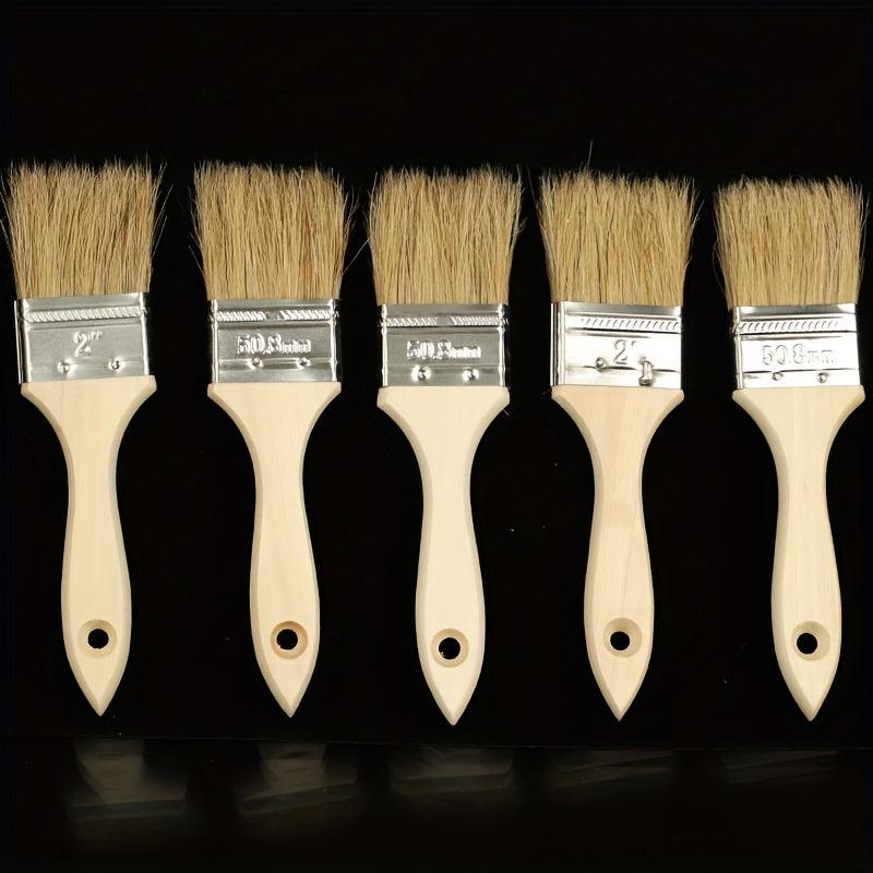 5pcs Boiled Bristle Hair Brush Set Wooden Handle Paint Br
