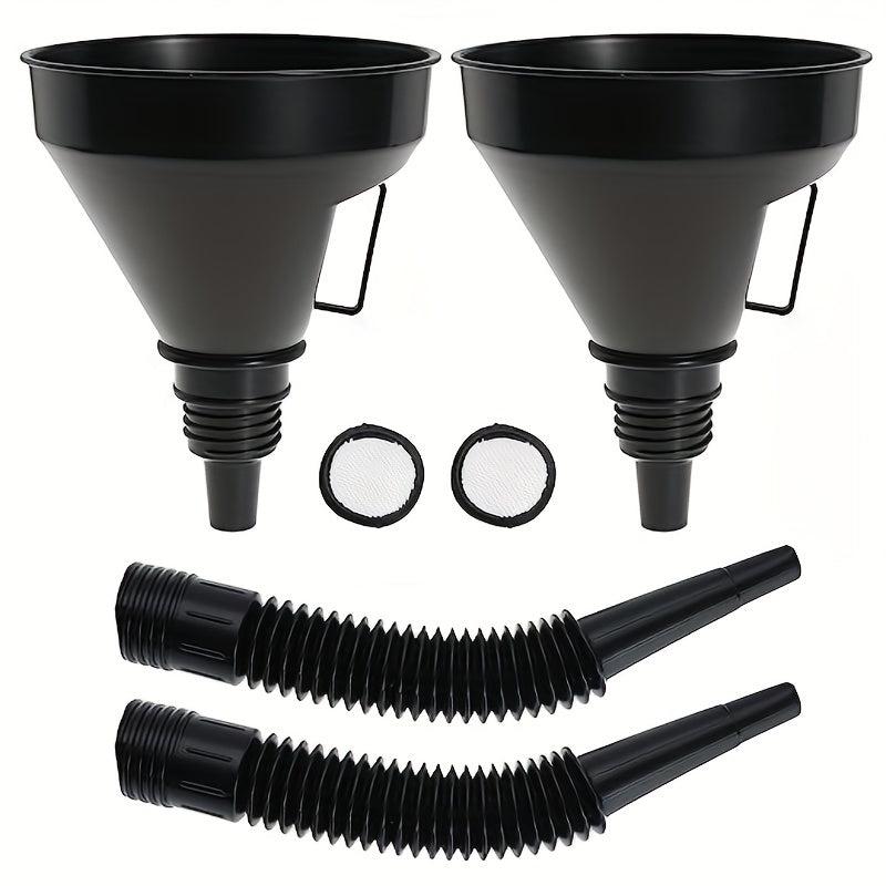 2pcs Flexible Auto Fuel Funnel Handle Wide Mouth Refueling Tool