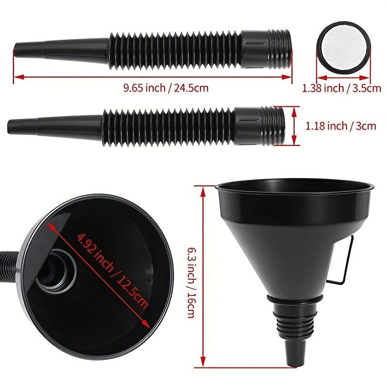 2pcs Flexible Auto Fuel Funnel Handle Wide Mouth Refueling Tool