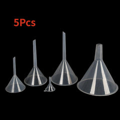 5pcs Car Funnels Set - 30mm to 120mm Sizes - Transparent Plastic Conical Funnels