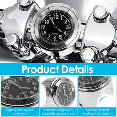 Aluminum Motorcycle Clock Waterproof Handlebar Watch