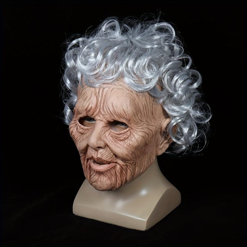 Men's Old Woman Mask Soft Latex Cosplay Halloween Motorcycle Helmet