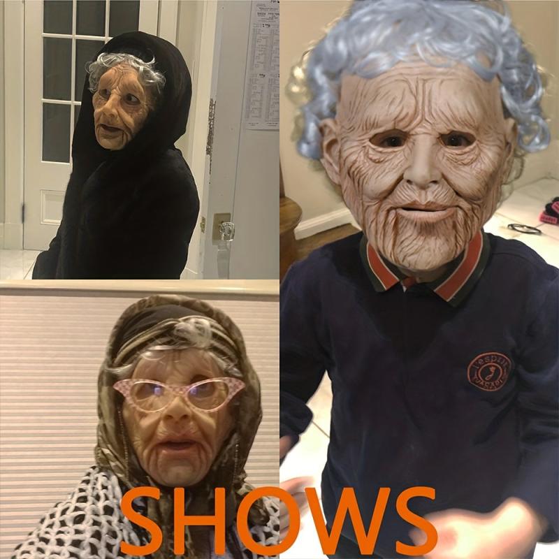 Men's Old Woman Mask Soft Latex Cosplay Halloween Motorcycle Helmet