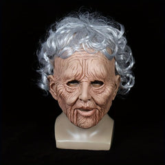 Men's Old Woman Mask Soft Latex Cosplay Halloween Motorcycle Helmet