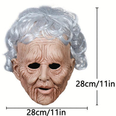 Men's Old Woman Mask Soft Latex Cosplay Halloween Motorcycle Helmet