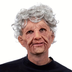 Men's Old Woman Mask Soft Latex Cosplay Halloween Motorcycle Helmet