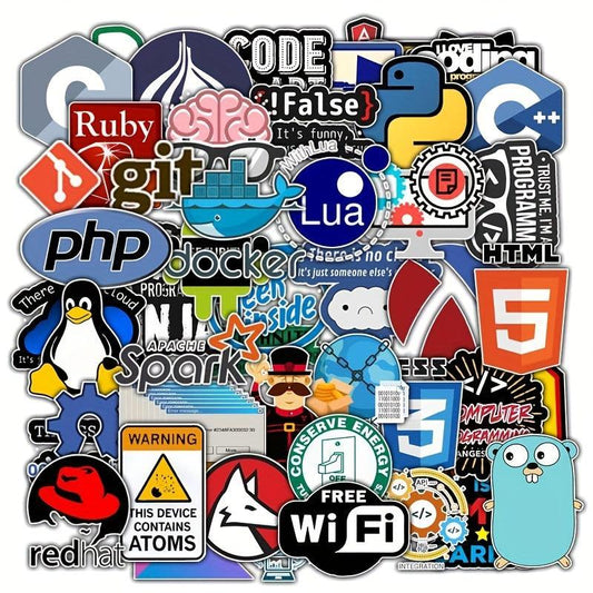 50pcs Programming Sticker for DIY Computer Laptop PS4 Motorcycle