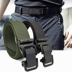 Men's Green Nylon Woven Tactical Belt for Motorcycles