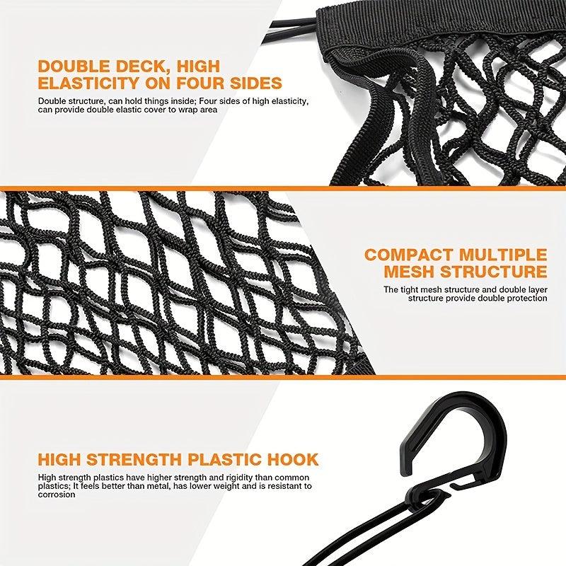 Motorcycle Helmet Storage Elastic Bungee Net with 4 Hooks