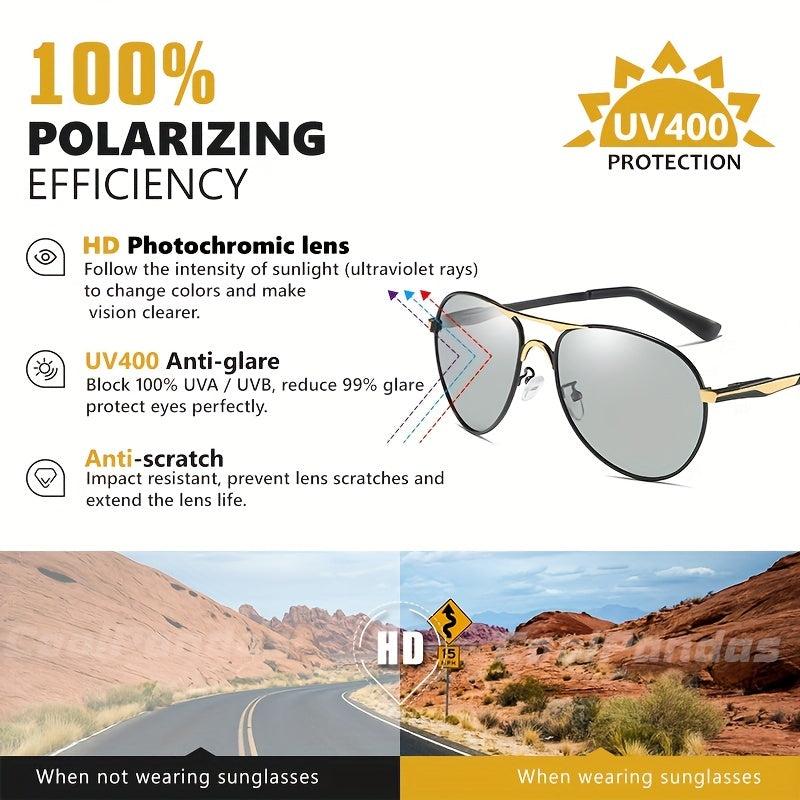 Aviation Intelligent Photochromic Sunglasses Polarized Driving Sun Glasses