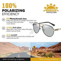 Aviation Intelligent Photochromic Sunglasses Polarized Driving Sun Glasses