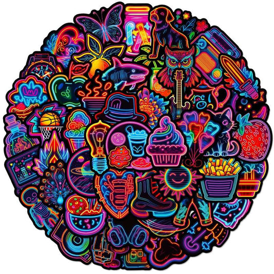 50pcs Neon Style Stickers for Motorcycle Laptop Skateboard