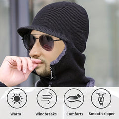 Men's Knitted Scarf & Hat Set | Winter Warm & Padded | Outdoor Activities