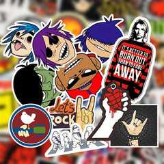 52pc Rock Band Stickers for Motorcycles Cars Phones Luggage Waterproof