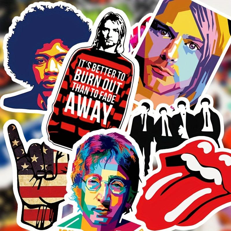 52pc Rock Band Stickers for Motorcycles Cars Phones Luggage Waterproof