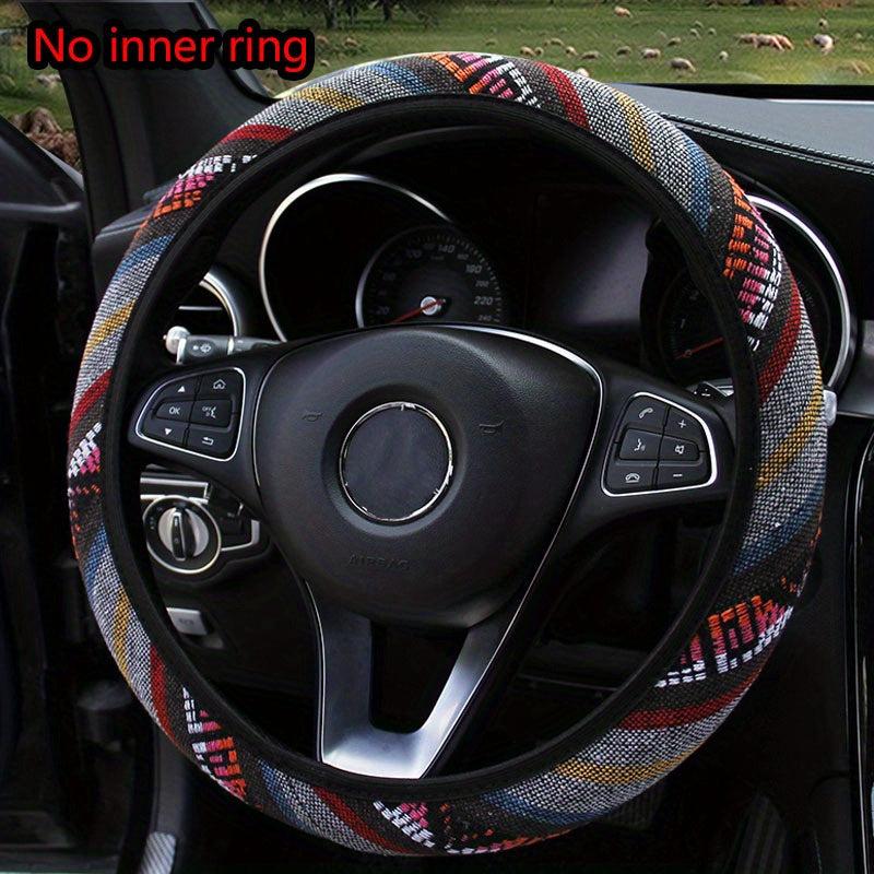 Bohemian Breathable Linen Car Steering Wheel Cover No Inner Ring